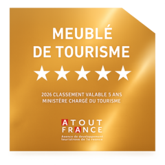Logo du classement Meublé de Tourisme 5 étoiles de la Villa Les Palmiers