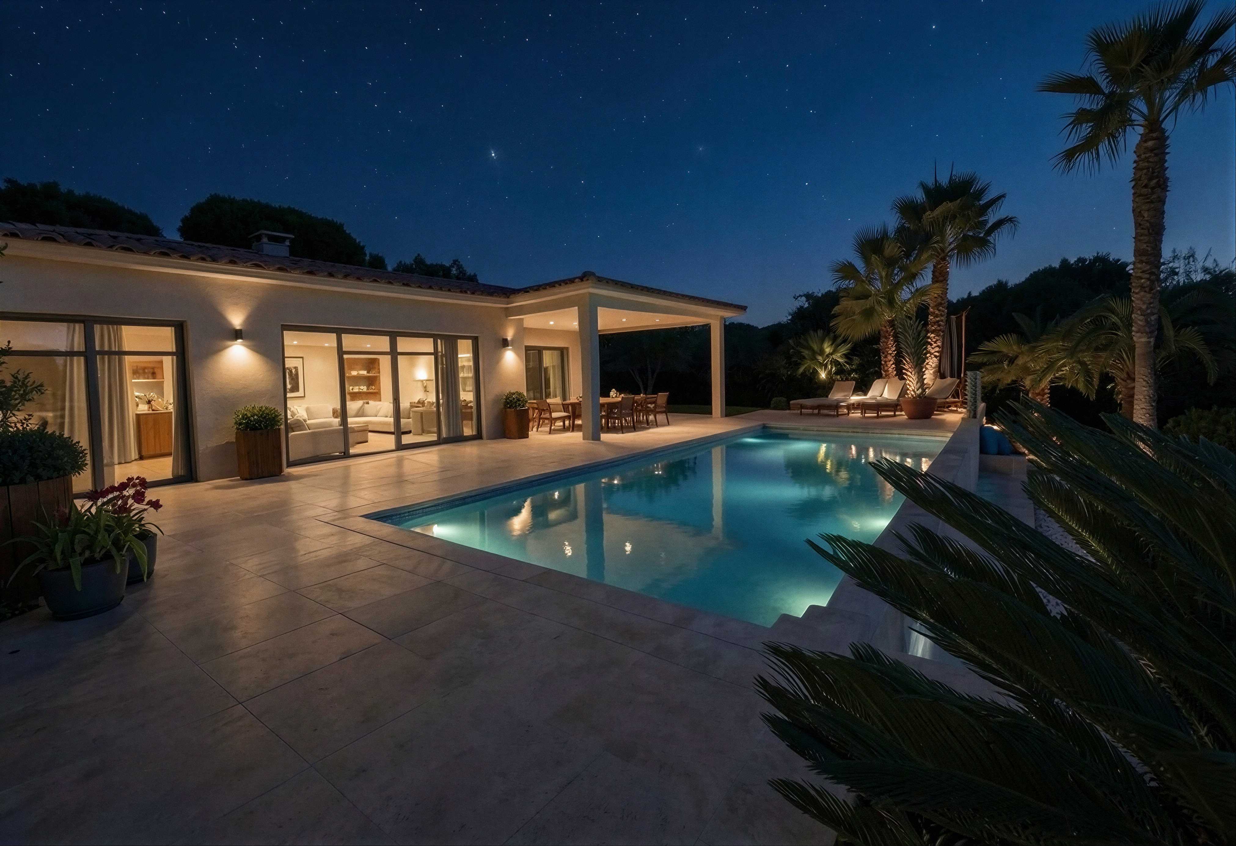 Extérieur de la villa avec piscine